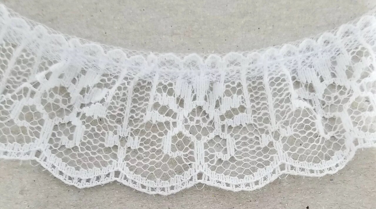 1" Ruffled Gathered Lace Trimming - 12 Continuous Yards! - Color Options!